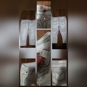 LEI Light Gray Capri Jeans with Embellished Pockets